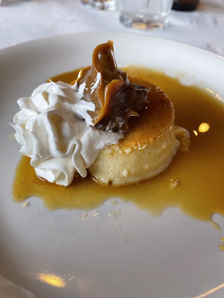 Caramel flan with whipped cream